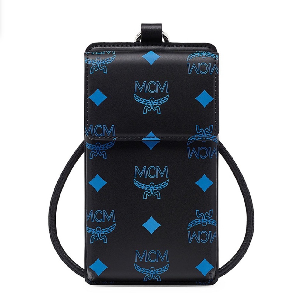 Authentic MCM Leather VISETOS logo print phone/card lanyard/Crosby - Picture 3 of 16